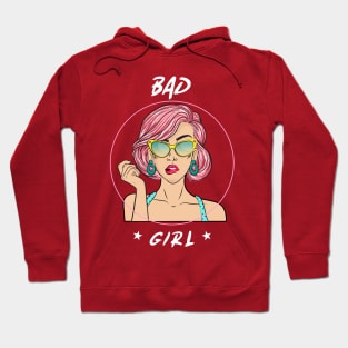 Bad Girl Feminist Pink Hair Girl Power Retro Cartoon 90s Nostalgia Hoodie